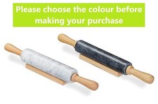 Marble Rolling Pin With Wooden Handles, Roller For Cooking, Baking With Stand