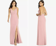 Thread Bridesmaid Woman Lux Chiffon Cross Mermaid Wrap Dress SIZE 14R Dusty Rose