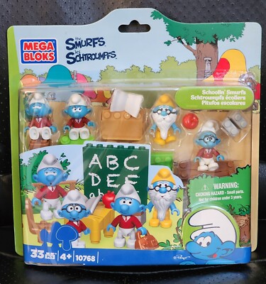 Mega Bloks Smurfs Schoolin' 10768 Set NEW Factory Sealed 33 Pieces