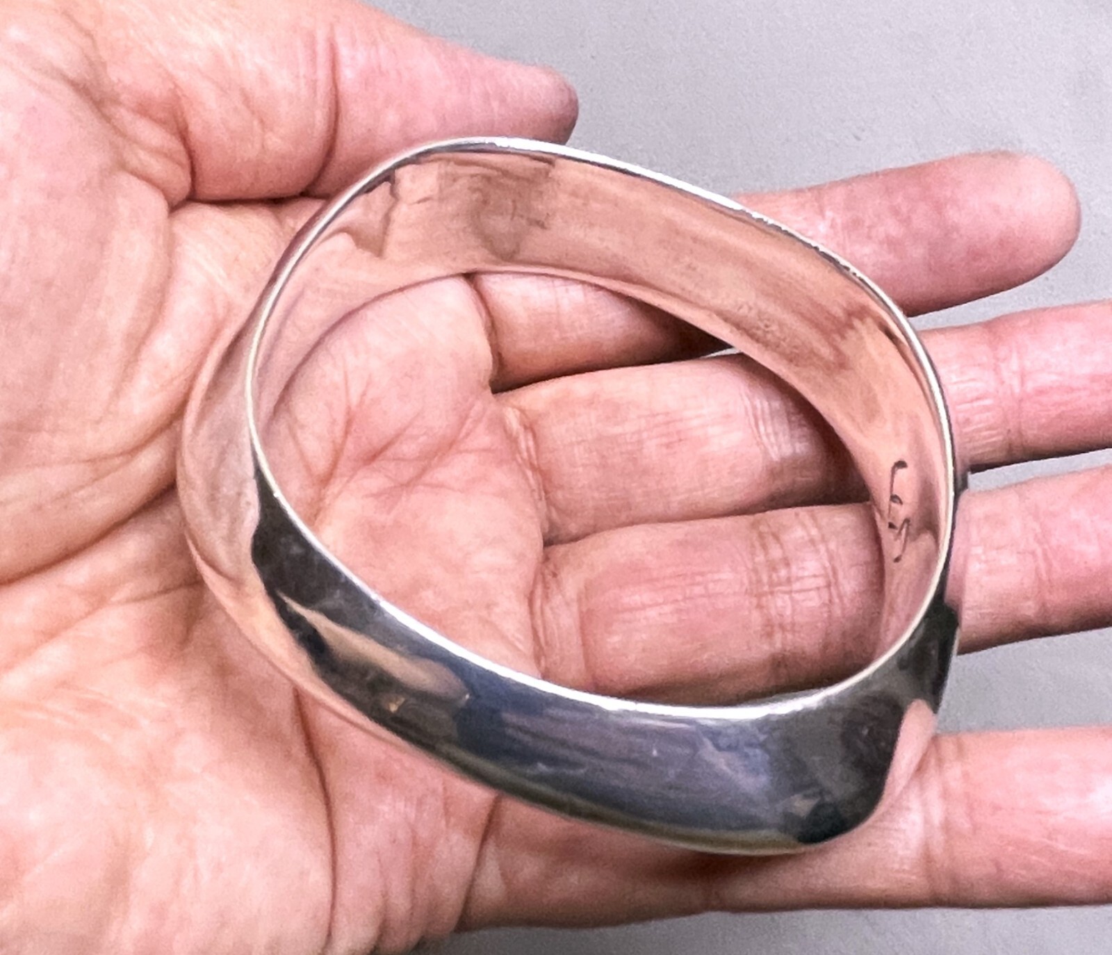 Designer Modern Solid Sterling Silver Signed Bang… - image 2