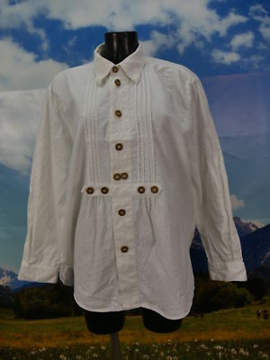 Size S costume shirt country blue white light cotton with Edelweiss motif TH829