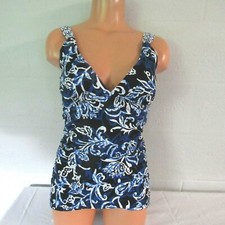 Tommy Bahama Island Sculpt Loop Strap Long Tankini Swim Top Old Royal XS NWT