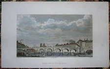 1833 Pugin print PONT DE LA TOURNELLE, PARIS (#37)