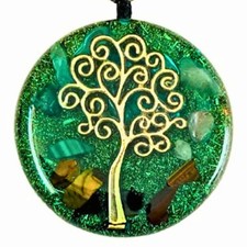 Orgone Necklace Tree of Life Quartz Malachite Tiger's Eye Healing Crystals Re...