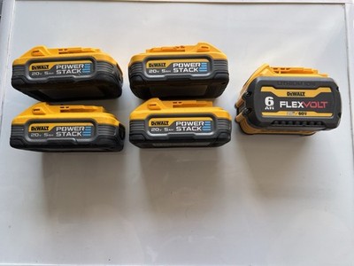 Lot 5 DeWalt 20V 5Ah Power Stack Batteries DCBP520, DCB606- FOR PARTS OR REPAIR