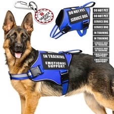 Service Dog Vest Harness ID Tag 10 Patches,Metal Serivce Dog Tag Reflective E...