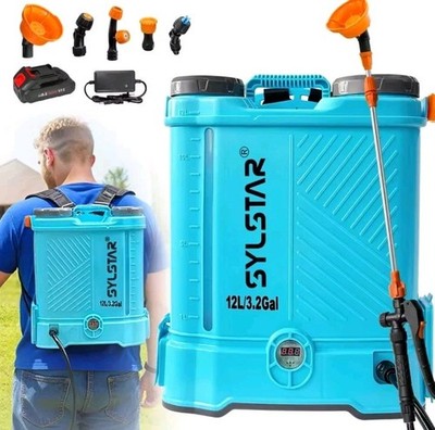 Battery Powered Backpack Sprayer 3.2 Gallon High Pressure 80 PSI W/ 5 Nozzles US