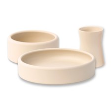 APLAINR Silicone Baby Plate Bowl and Cup Set Oat Cream