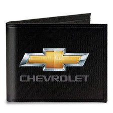 Canvas Bi-Fold Wallet Chevy Bowtie/CHEVROLET Black/Gold/Gray