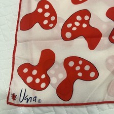 VTG Vera Neumann Scarf Red Mushrooms Polkadots Nylon Japan Rolled Edges Ladybug