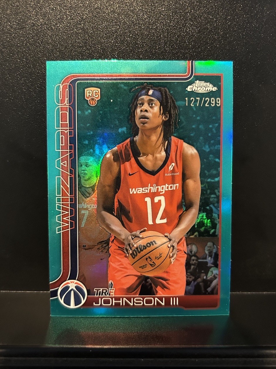 2025-26 Topps Chrome - Tre Johnson #256 Teal Refractor /299 (RC)