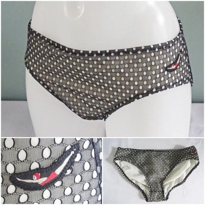 Vintage Jantzen Bikinihose 50er Jahre Damen Pin Up Bademode schwarz weiß gepunktet