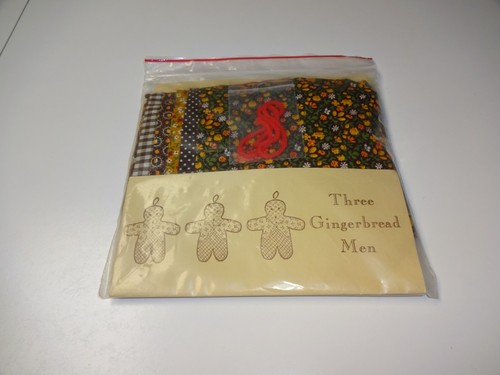 Vintage Yours Truly Three Gingerbread Men Patchwork Ornament Kit - NOS