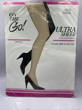 Vtg 1 Pair On the Go Ultra Sheer PantyHose Size 3 Oatmeal Ultra Transparent