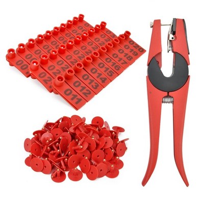 Sheep Ear Tags 001100 Number Plastic Livestock Tag with Punch Applicator Plie...