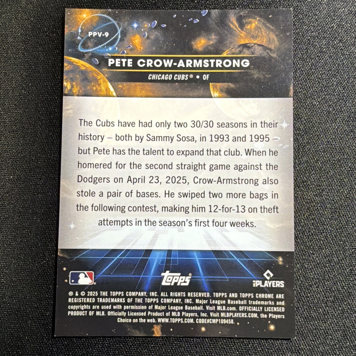 2025 Topps Chrome Cosmic PETE CROW-ARMSTRONG Planetary Pursuit
