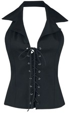 Gothicana by EMP Damen schwarzes Neckholder-Top mit Schnürung und Kragen