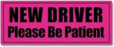New Driver Please Be Patient Bumper Sticker - 3x8 Inch Yellow VinylSafety Yellow