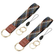 Keychain Wristlet, 2 Pcs Cute Keychain Woven Wrist Lanyard, Colorful Gray