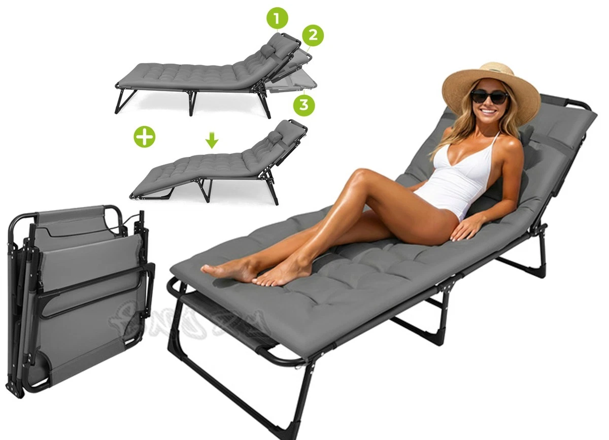 Sdraio Superrelax Pieghevole 6 Posizioni Con Imbottitura 5 Cm E Poggiatesta Anatomico – Fiori Blu E Gialli