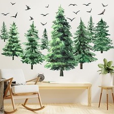 Large Pine Tree Wall Decals Winter Tree Wall Decal Watercolor Peel and Stick