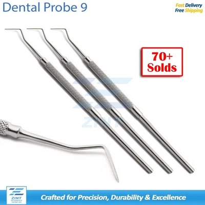 MEDENTRA UK Periodontal Set Of 3 Dental Probe 9 Dentist Pick Instruments Sharp Tip Tools CE
