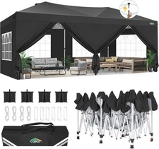 COBIZI 10x20ft Pop Up Canopy Waterproof UV 50+ One Push Party Tent with Sandbag