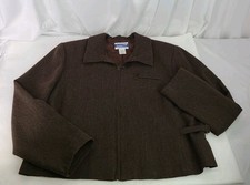 Vintage Pendleton Blazer Jacket Womens Petite Sz 14 Brown 100 Wool Cropped Zip