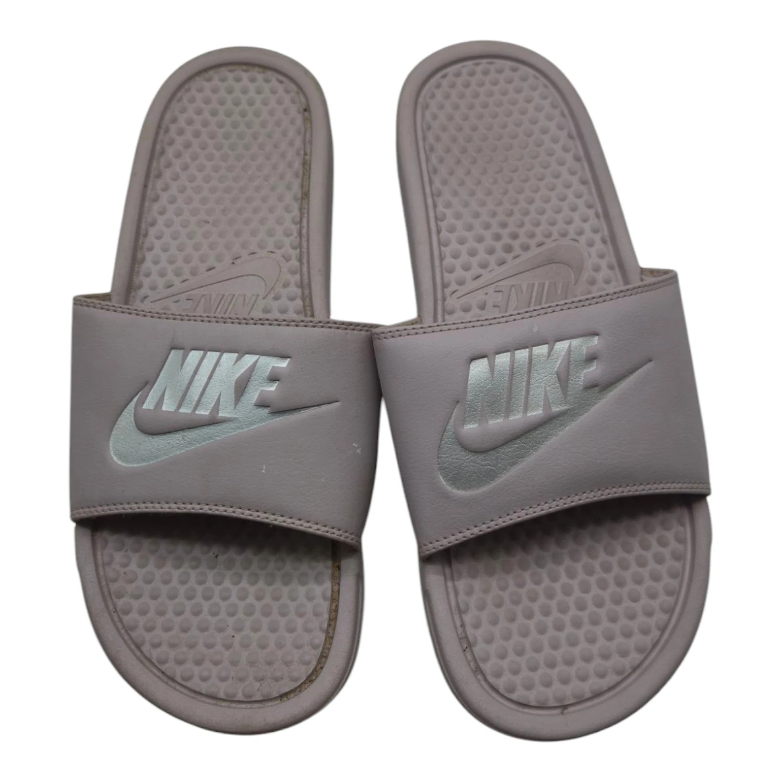 Scarpe Nike Donna 10 Benassi JDI Slides Rosa Argento Tempo Libero Spiaggia 343881 614