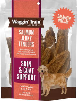 Salmon Jerky Dog Treats for Skin and Coat Support, Made with 100% Real Salmon, N