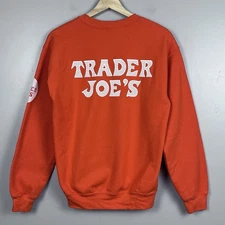 Trader Joe's Men's Orange Pullover Crewneck Sweatshirt Size S Employee, Workwear