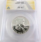 1956 Franklin Silver Half Dollar Proof Type 2 ANACS PF 67