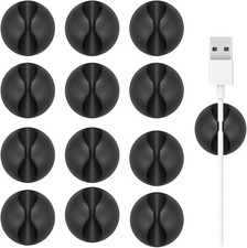 Cord Holder Cable Clips, 12PCS Black Self-Adhesive Wire Management Keeper Cord