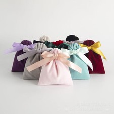 5-50pcs Soft Velvet Drawstring Gift Bags Ribbon Wedding Jewellery Party Pouch
