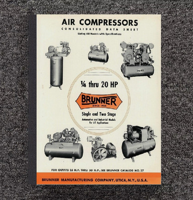 Consolidated Data Sheet Brunner Air Compressors Listing All Models 4 Pages