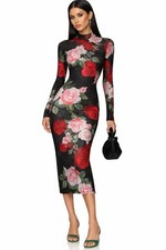 Johnny Was Jade Lolia Mesh Romantic Maria Rosa Rose Midi Dress XS NWT