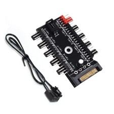 PWM Fan Hub, PC Fan Controller 10 Way 3Pin / 4Pin Computer Case Fan Speed SATA