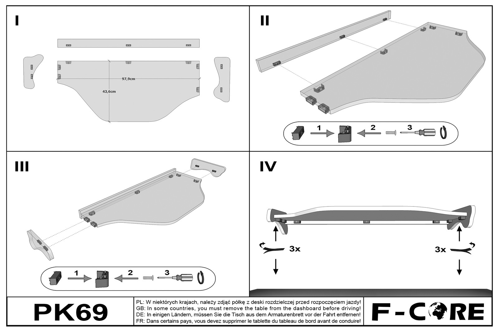 LKW Tisch für DAF XF 106 01.14-09.21 Mitte CHAMPAGNER - Picture 5 of 6