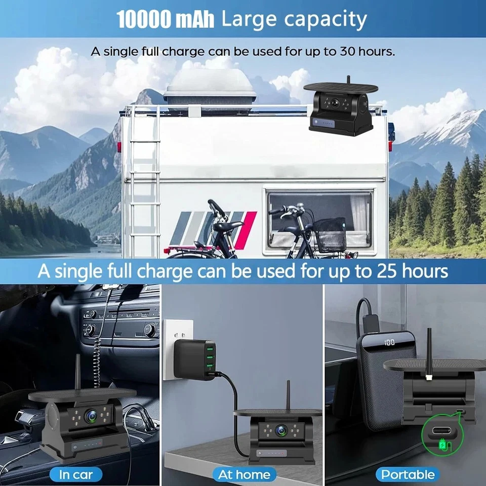 Dual Wireless Backup Camera for RV Trailer: Easy Setup Solar RV Rear View Cam... - Image 4 of 4