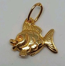 Ancien pendentif breloque charm en plaqué or Poisson Stock Ancien