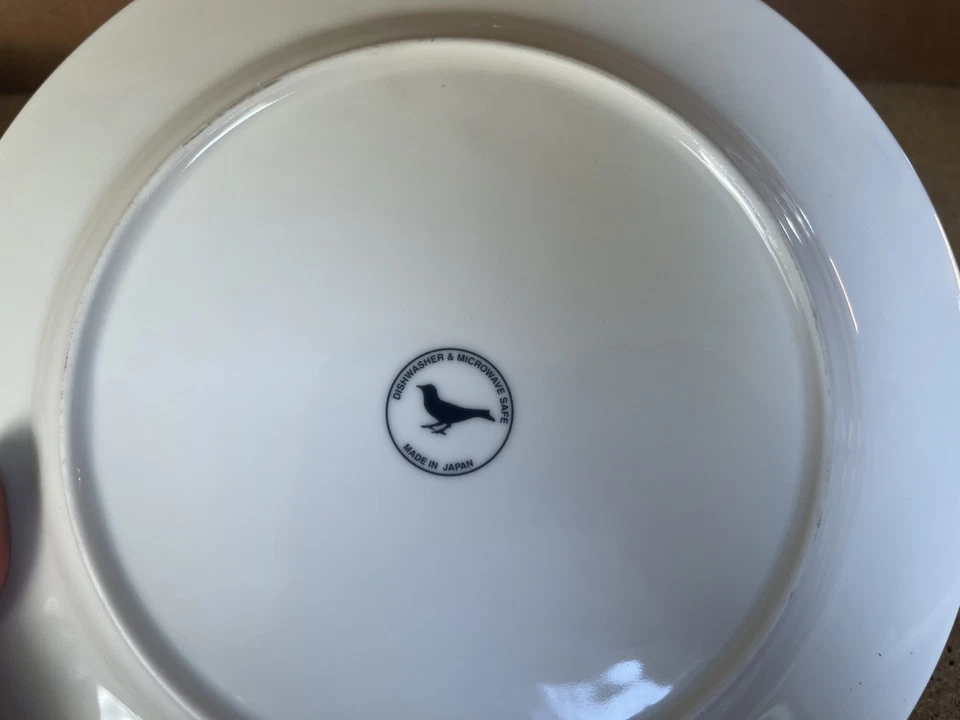 Anthropologie Zorros Vaca Roja 11" Plato para servir Cena Negro Pájaro Espalda Sello RARO Foto 3 de 3