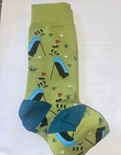 GOLF SOCKS Dress Socks Novelty Men 8-12 Green, PARIGO, Balls, Tees, Flags. New
