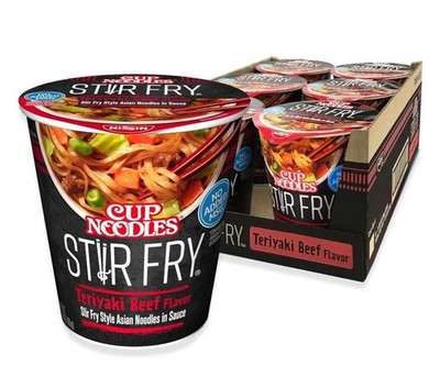 Nissin Cup Noodles Stir Fry Noodles in Sauce, Teriyaki Beef, 3 Ounce (Pack of 6)