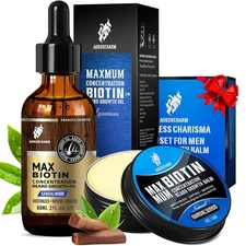 2-Pack Biotin Beard Growth Kit for Men – Sandalwood Beard Oil & Balm