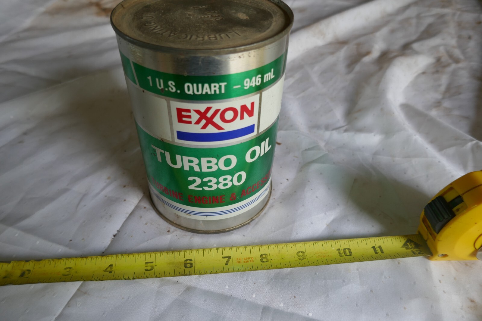 Vintage Full Metal Quart Oil Can Exxon Turbo 2380 Nice Condition Lot 23
