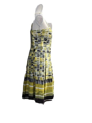 New Directions Pleated White Dress Casual Sleeveless Sz 6 Multicolor Zipper Back - Picture 2 of 7