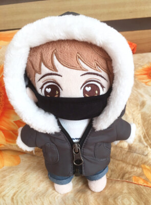 20cm Plush Doll Clothes Hooded Cotton-padded Jacket Mask Winter Outfit For  JIMIN