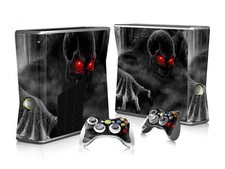 Xbox 360 Slim Skin Design Foils Sticker Screen Protector Set - Dark Skull Motif