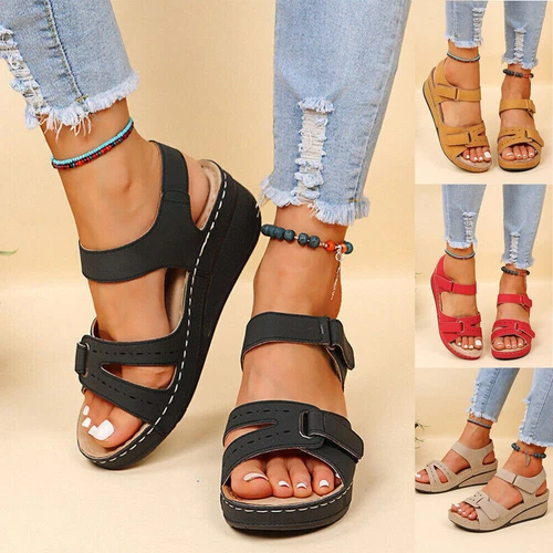 Damen Plateau Keilabsatz Sandalen Wedges Sommerschuhe Sandaletten EU 35-42 - Bild 1 von 20