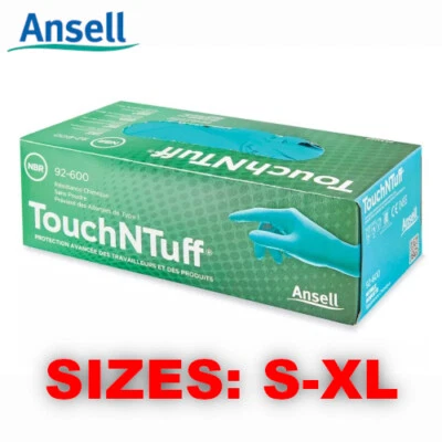 Ansell 92-600 TouchNTuff NBR Chemical Resistant Disp. Gloves (S-XL) - 1 Box